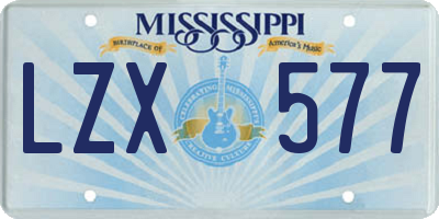 MS license plate LZX577