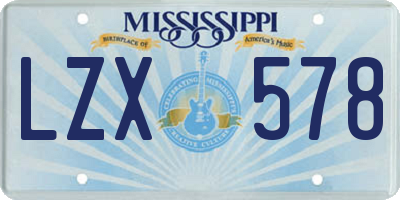MS license plate LZX578