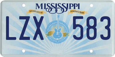 MS license plate LZX583