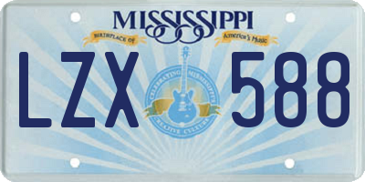 MS license plate LZX588