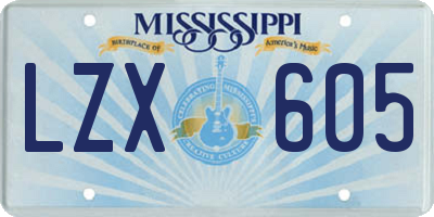 MS license plate LZX605