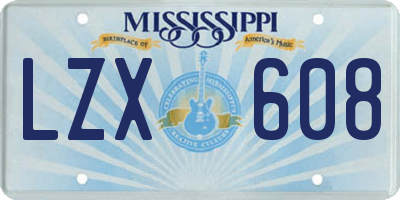 MS license plate LZX608