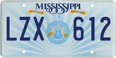 MS license plate LZX612
