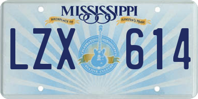 MS license plate LZX614