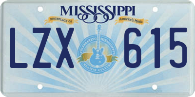 MS license plate LZX615