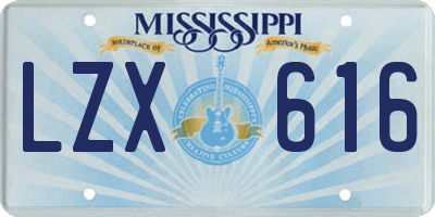 MS license plate LZX616