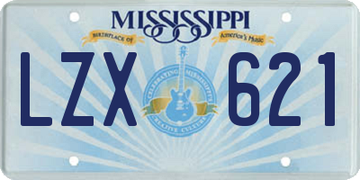 MS license plate LZX621
