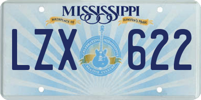MS license plate LZX622
