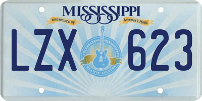 MS license plate LZX623