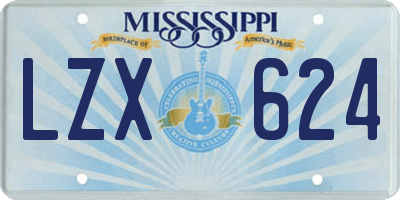 MS license plate LZX624