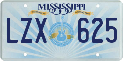 MS license plate LZX625
