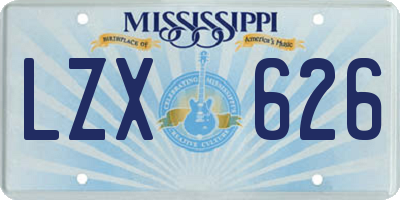 MS license plate LZX626
