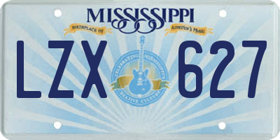 MS license plate LZX627