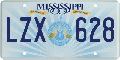 MS license plate LZX628