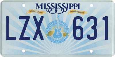 MS license plate LZX631
