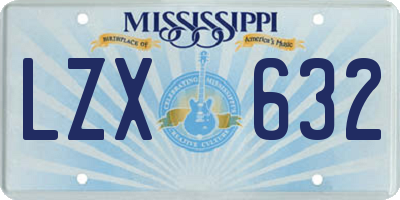 MS license plate LZX632