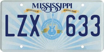 MS license plate LZX633