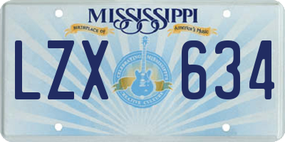 MS license plate LZX634
