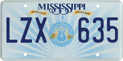 MS license plate LZX635