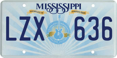 MS license plate LZX636
