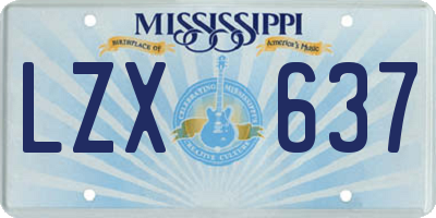 MS license plate LZX637