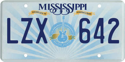 MS license plate LZX642