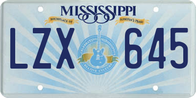 MS license plate LZX645