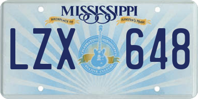 MS license plate LZX648