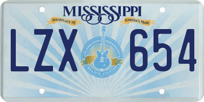 MS license plate LZX654