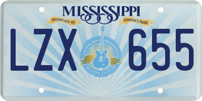 MS license plate LZX655