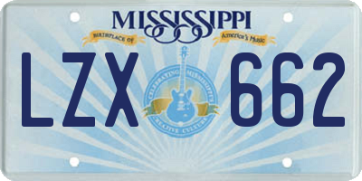 MS license plate LZX662