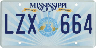 MS license plate LZX664