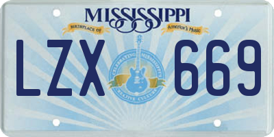 MS license plate LZX669