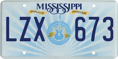 MS license plate LZX673