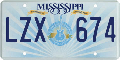MS license plate LZX674