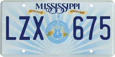 MS license plate LZX675