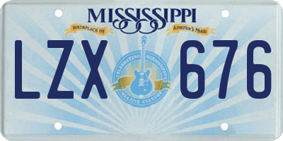 MS license plate LZX676