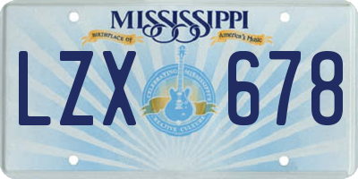 MS license plate LZX678