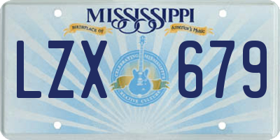 MS license plate LZX679