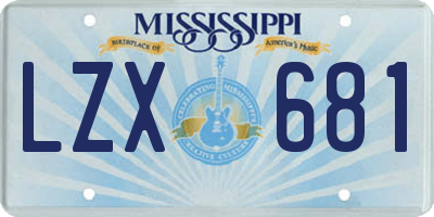 MS license plate LZX681