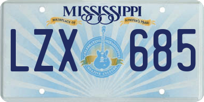 MS license plate LZX685