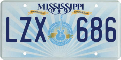 MS license plate LZX686