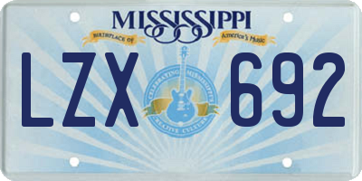 MS license plate LZX692