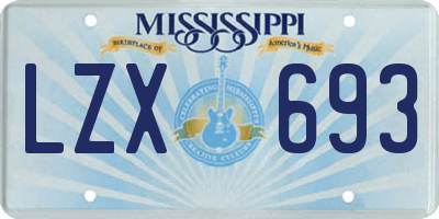 MS license plate LZX693
