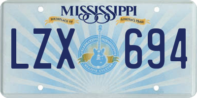 MS license plate LZX694