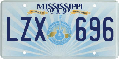MS license plate LZX696