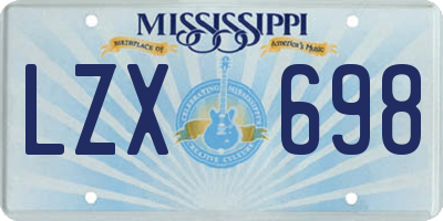 MS license plate LZX698