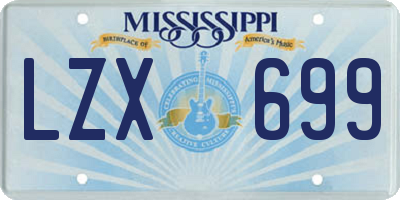 MS license plate LZX699