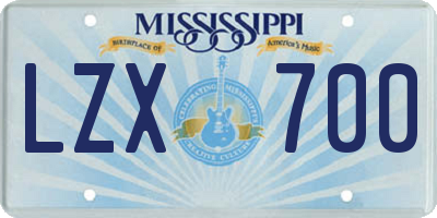MS license plate LZX700