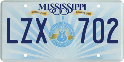 MS license plate LZX702